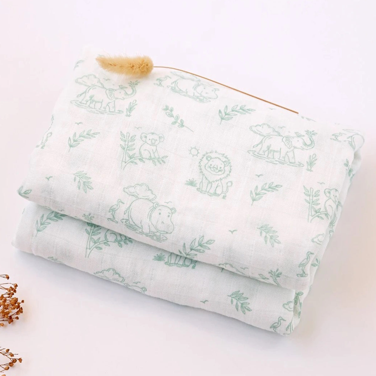 MUSELINA BAMBU ANIMALES KIOKIDS (120X120)