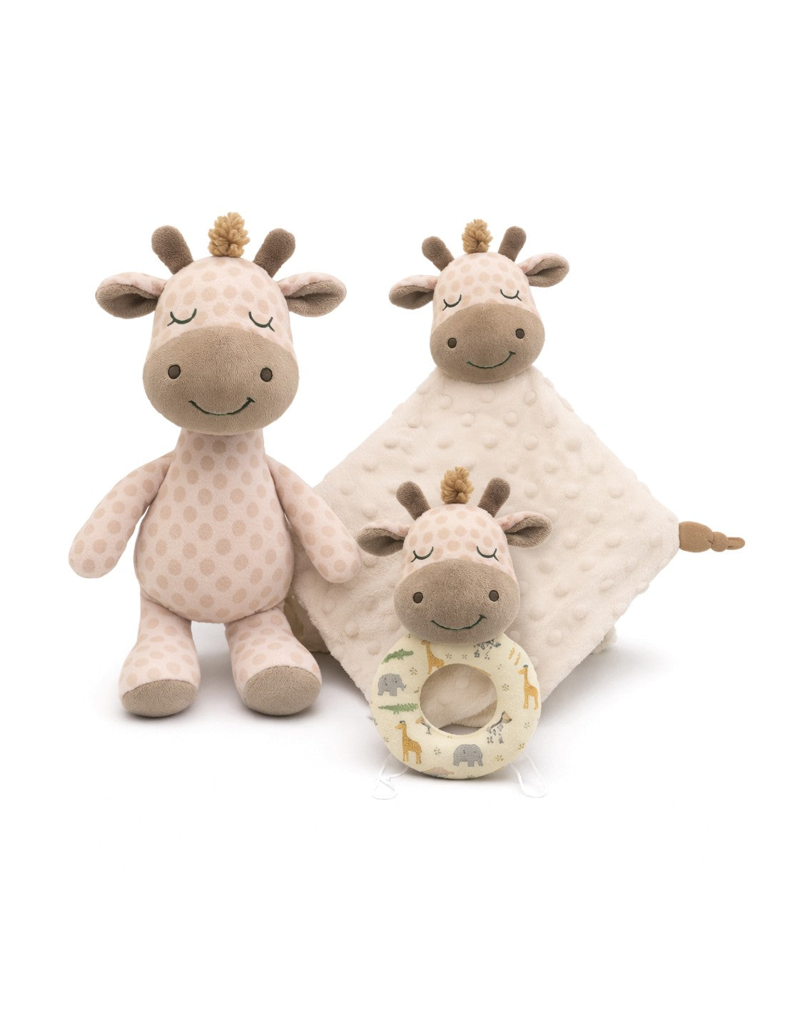 SET DE REGALO MUÑECO SONAJERO Y DOUDOU JIRAFA COLECCIÓN SAVANNA INTERBABY