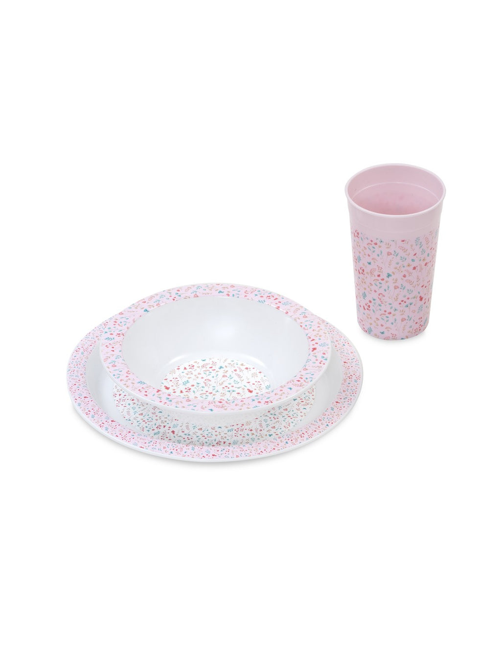SET DE VAJILLA 3 PIEZAS MODELO PETALOS DE ROSA