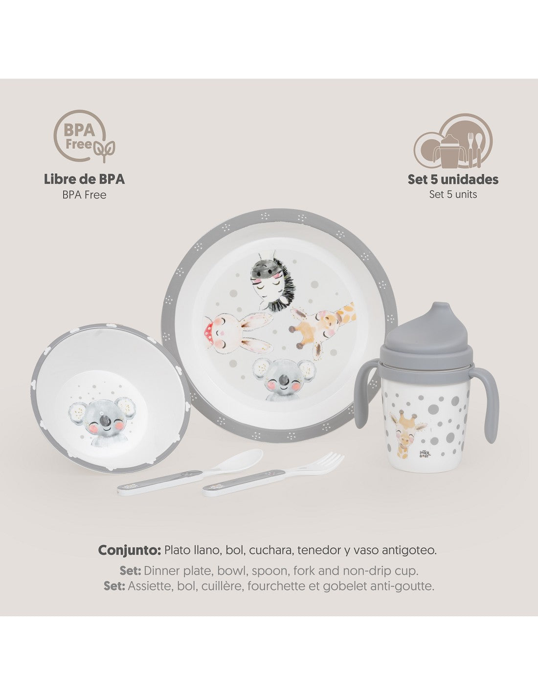 SET DE VAJILLA 5 PIEZAS ACUARELA  INTERBABY