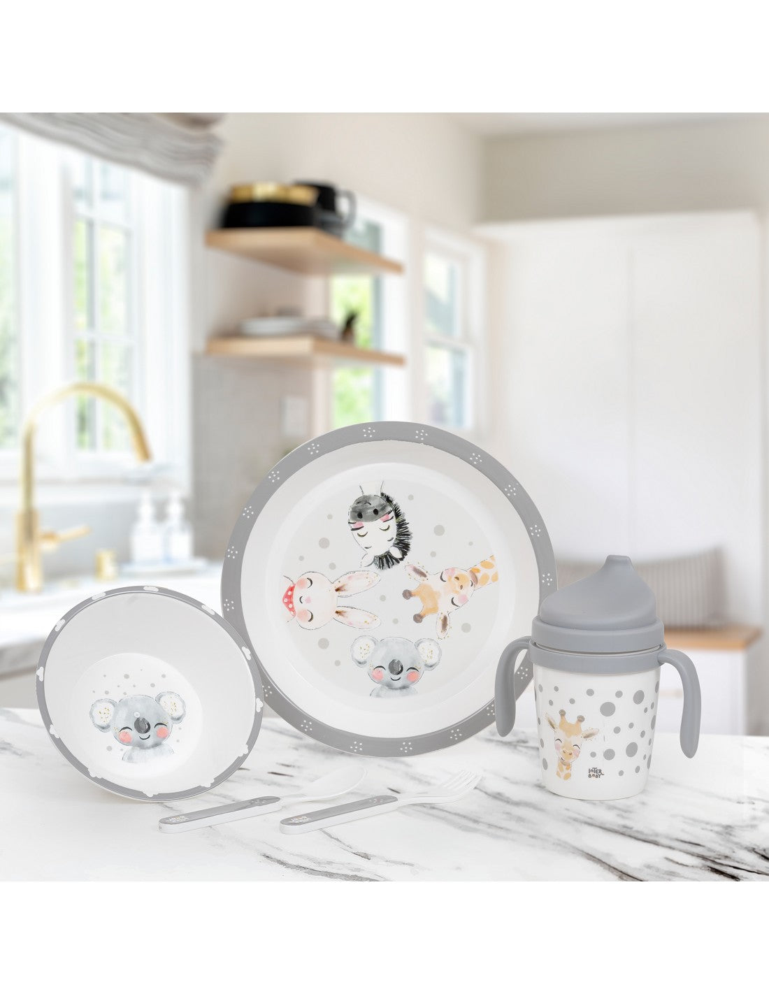 SET DE VAJILLA 5 PIEZAS ACUARELA  INTERBABY