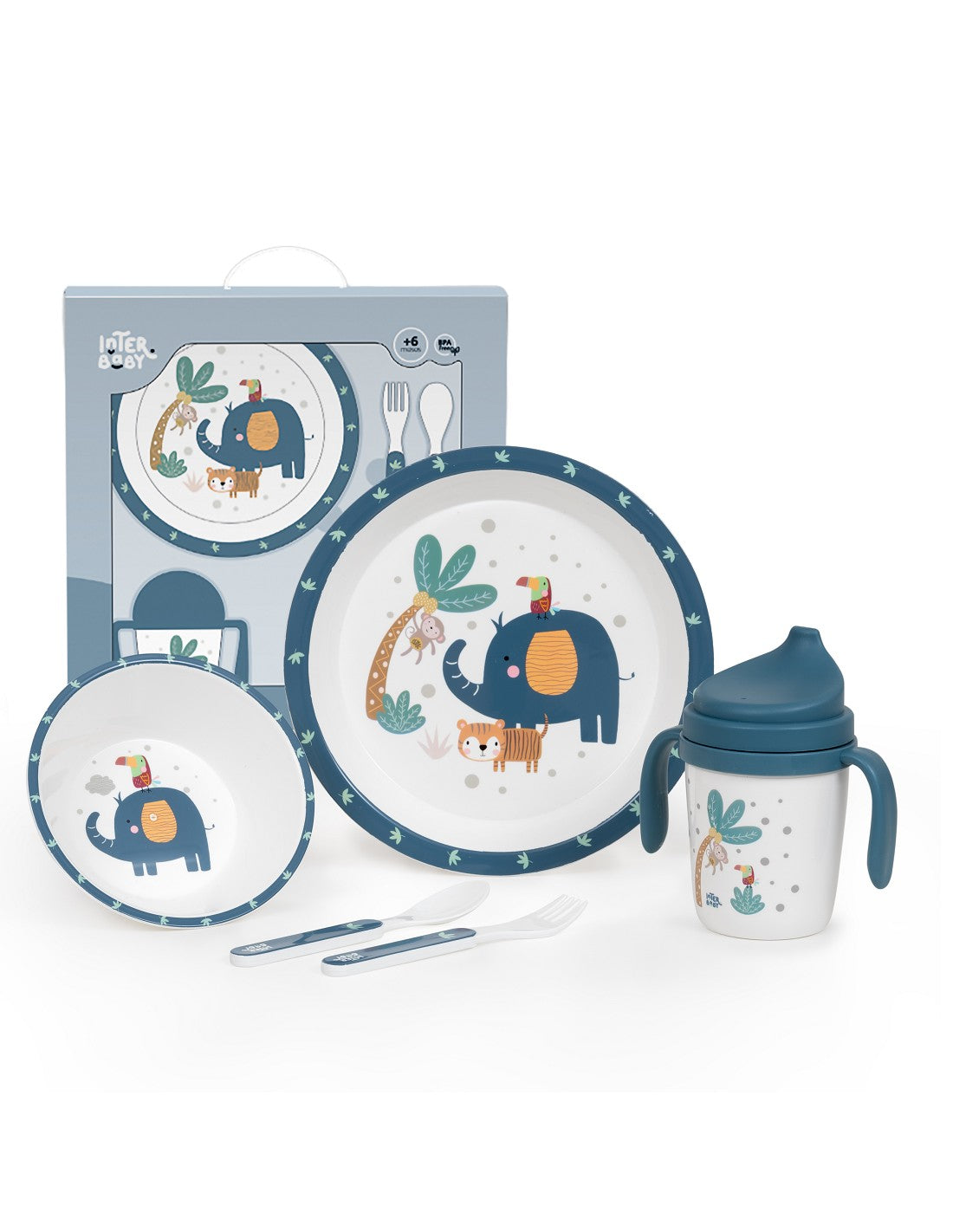 SET DE VAJILLA 5 PIEZAS JUNGLA. INTERBABY