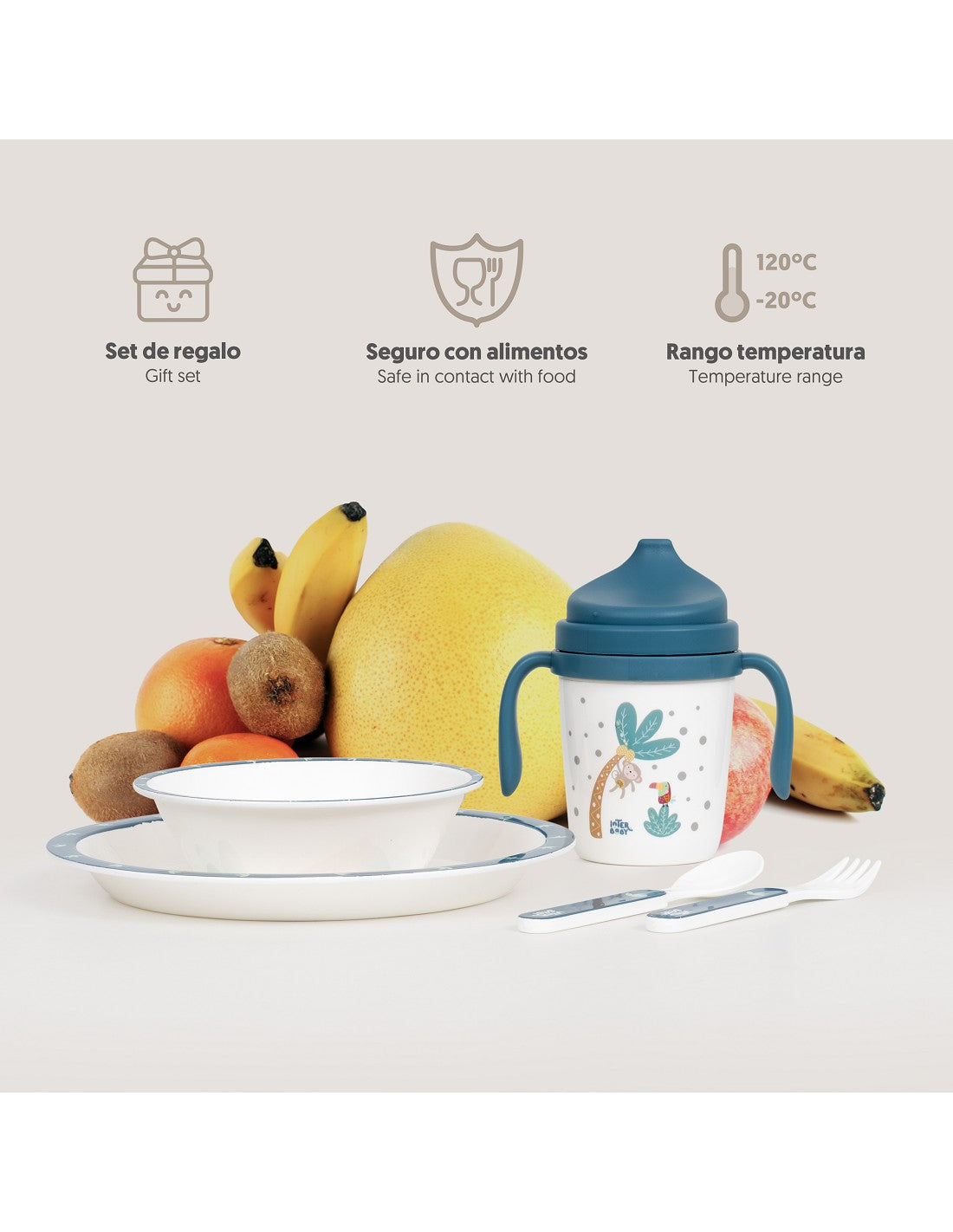 SET DE VAJILLA 5 PIEZAS JUNGLA. INTERBABY