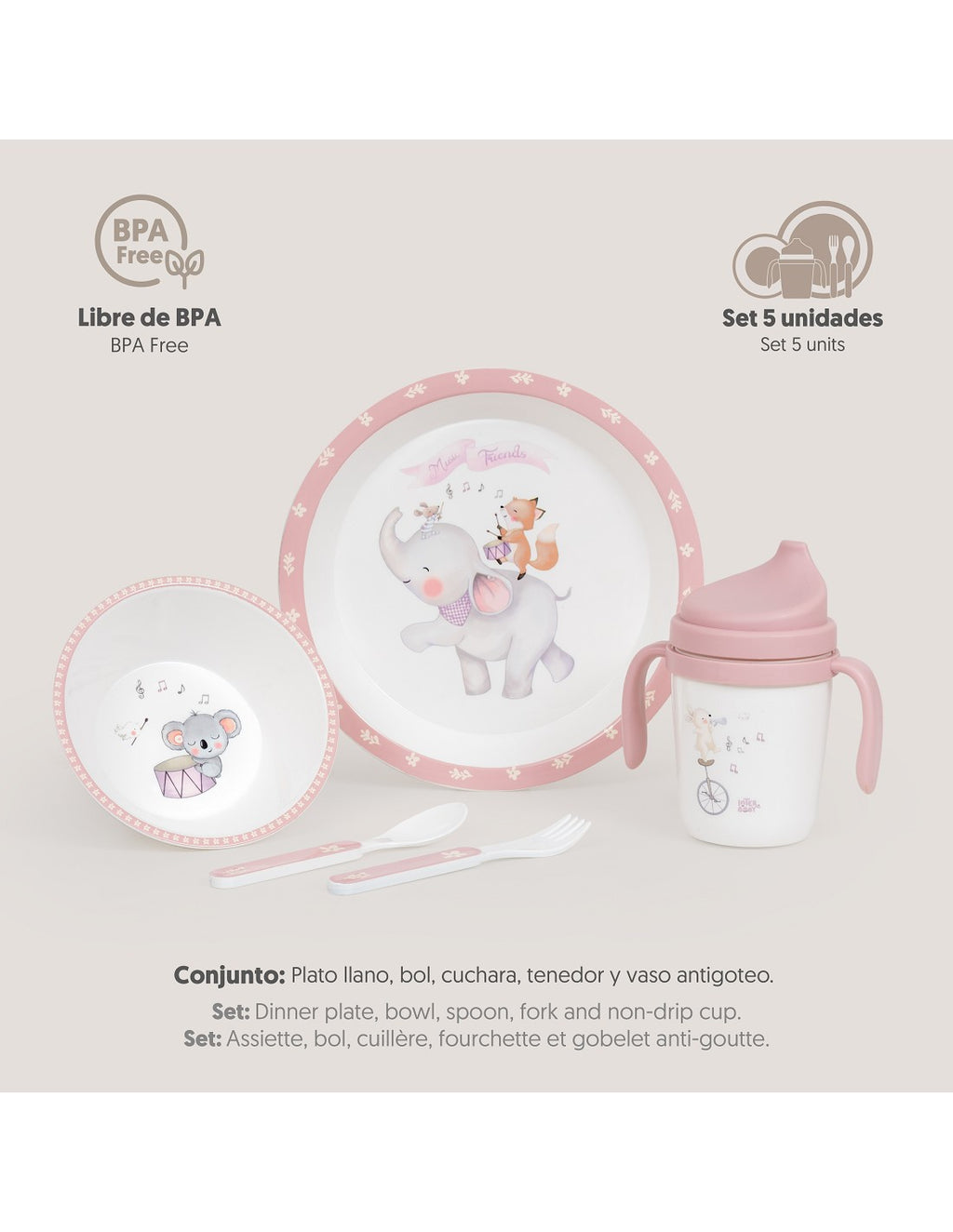 SET DE VAJILLA 5 PIEZAS MUSIC. INTERBABY