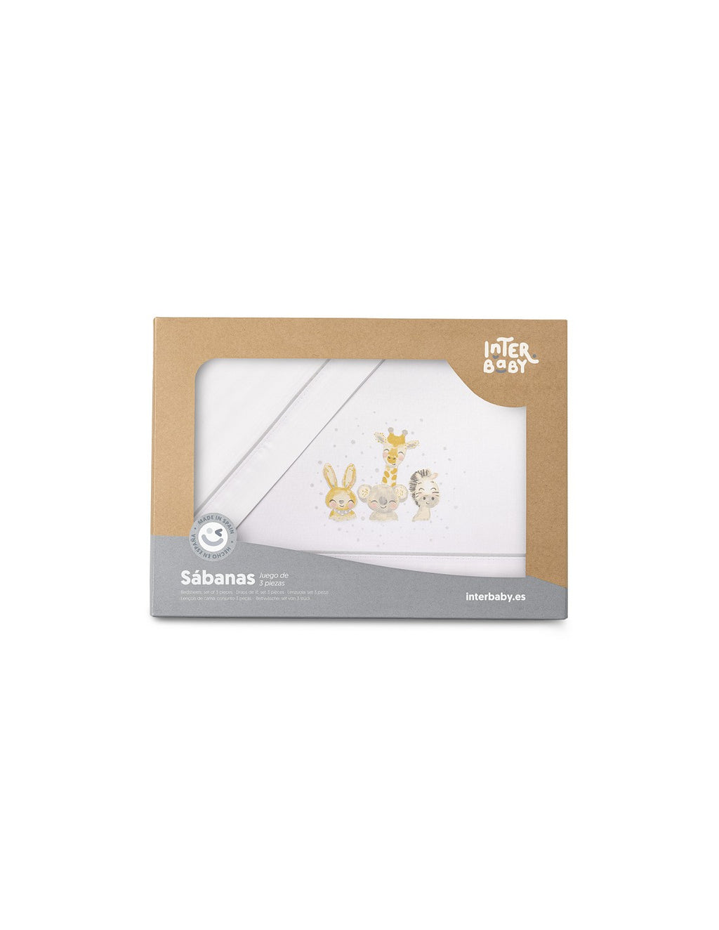 SET DE  SABANAS MINICUNA ACUARELA ANIMALES. INTERBABY