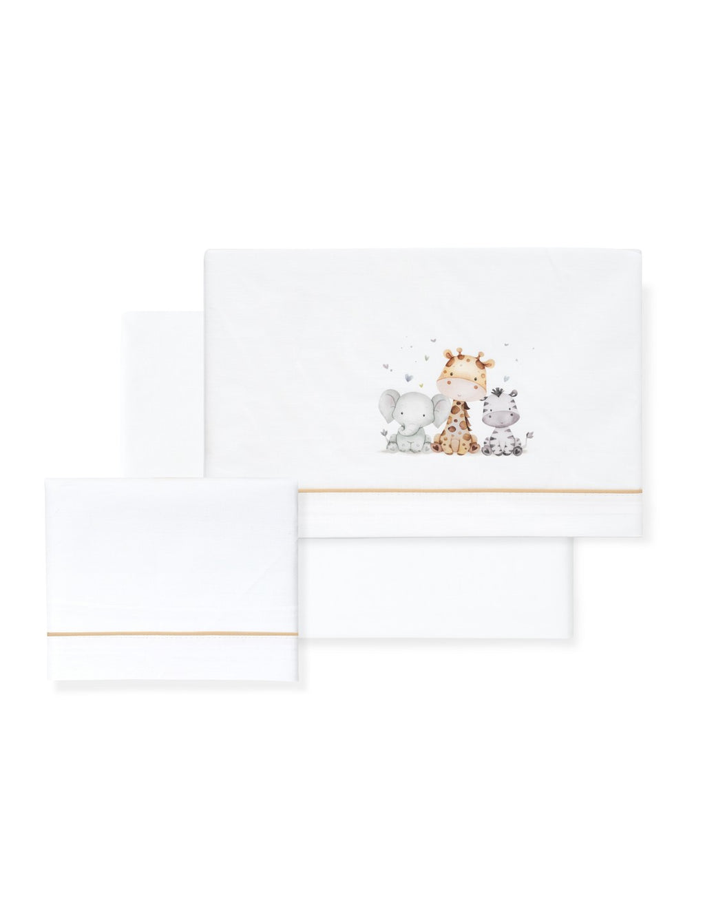 SET DE SABANAS MINICUNA JIRAFA ELEFANTE BEIGE. INTERBABY