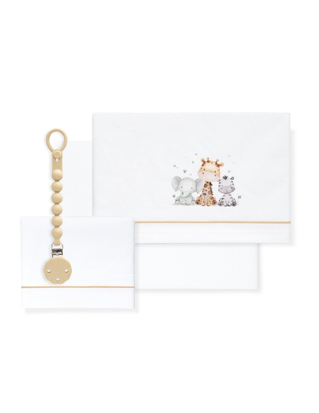 SET DE SABANAS CUNA+REGALO JIRAFA ELEFANTE. INTERBABY