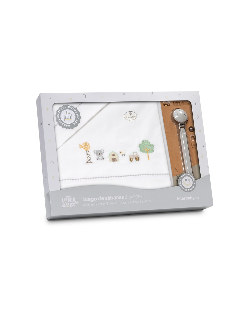 SET DE SABANAS CUNA COLECCIÓN GRANJA INTERBABY