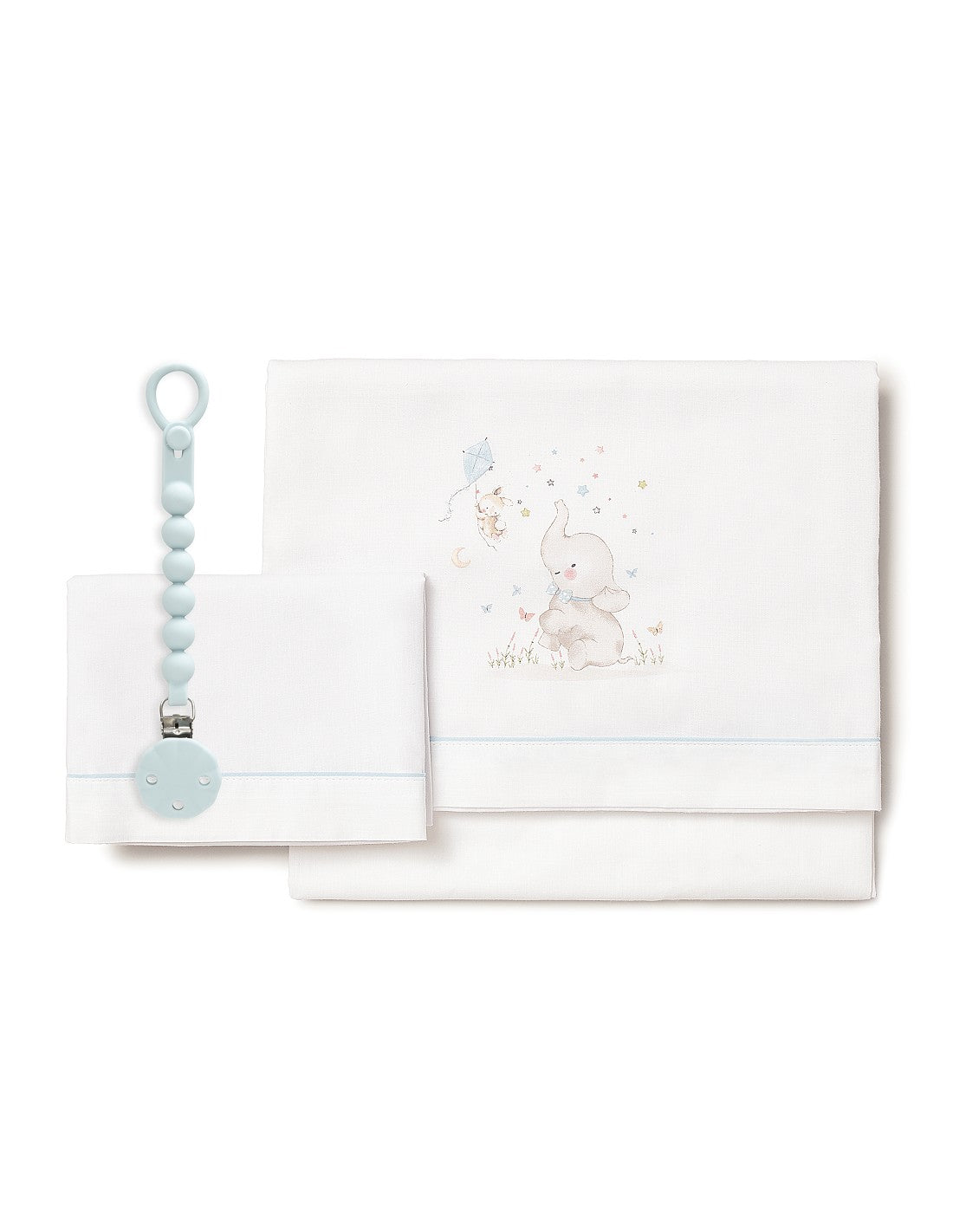 SET DE SABANAS  CUNA ELEFANTE +CHUPETERO INTERBABY